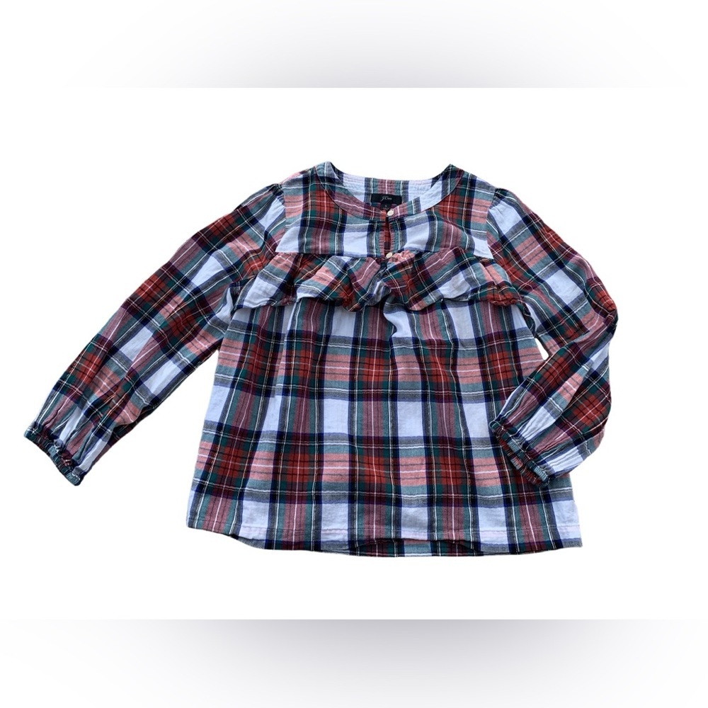 J. Crew Women’s Small Snowy Stewart Tartan Plaid Holiday Christmas Ruffle Top